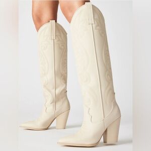 Steve Madden Cream Western Knee-High Boots